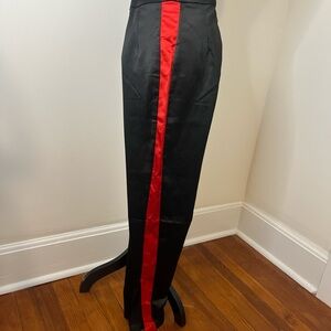 Chic Black Trousers with Red Stripe